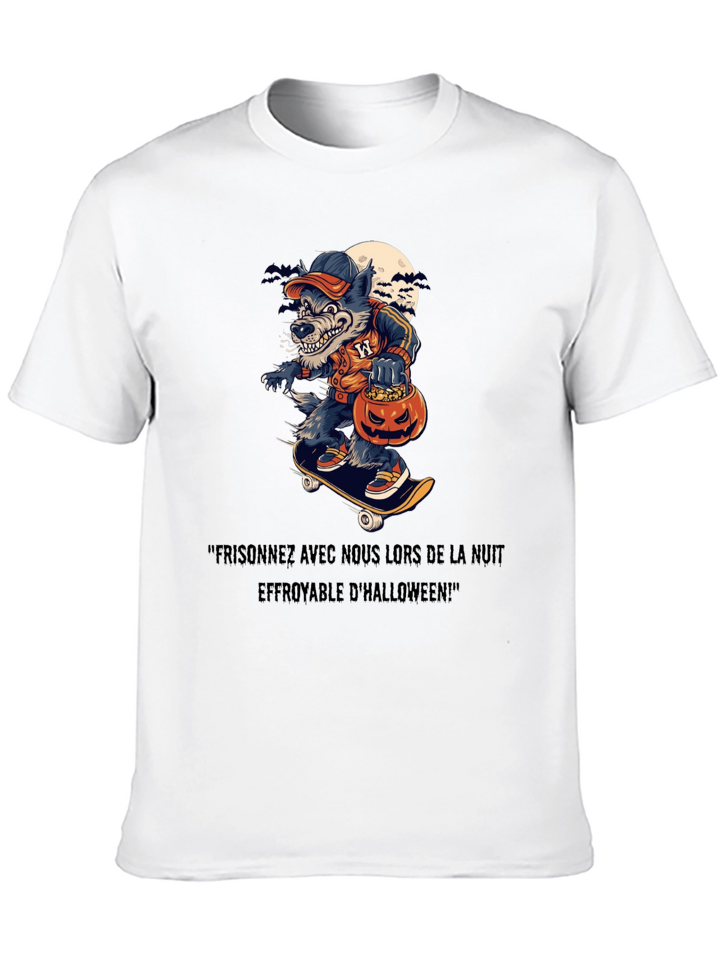 Spooky Halloween Wolf Skateboard T-Shirt
