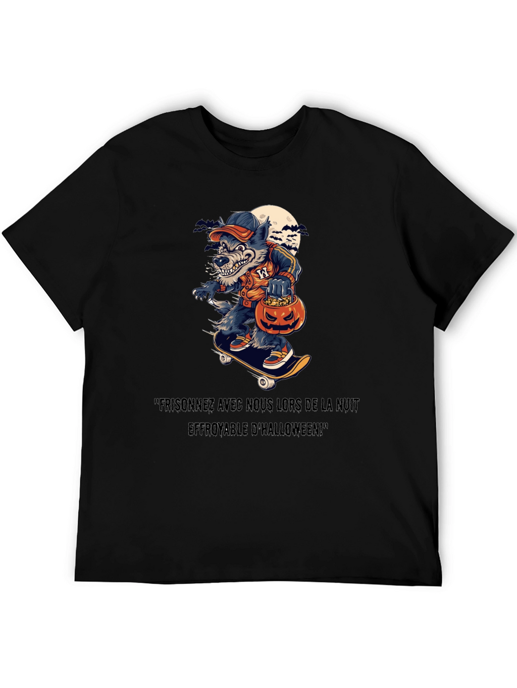 Spooky Halloween Wolf Skateboard T-Shirt