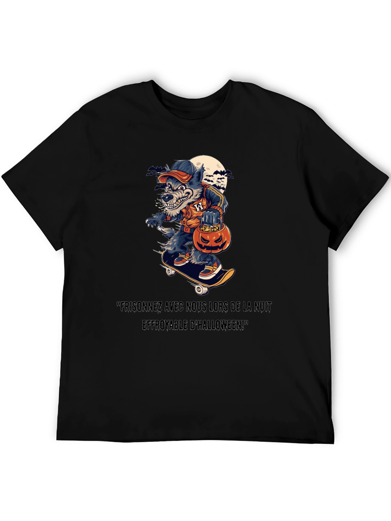 Spooky Halloween Wolf Skateboard T-Shirt
