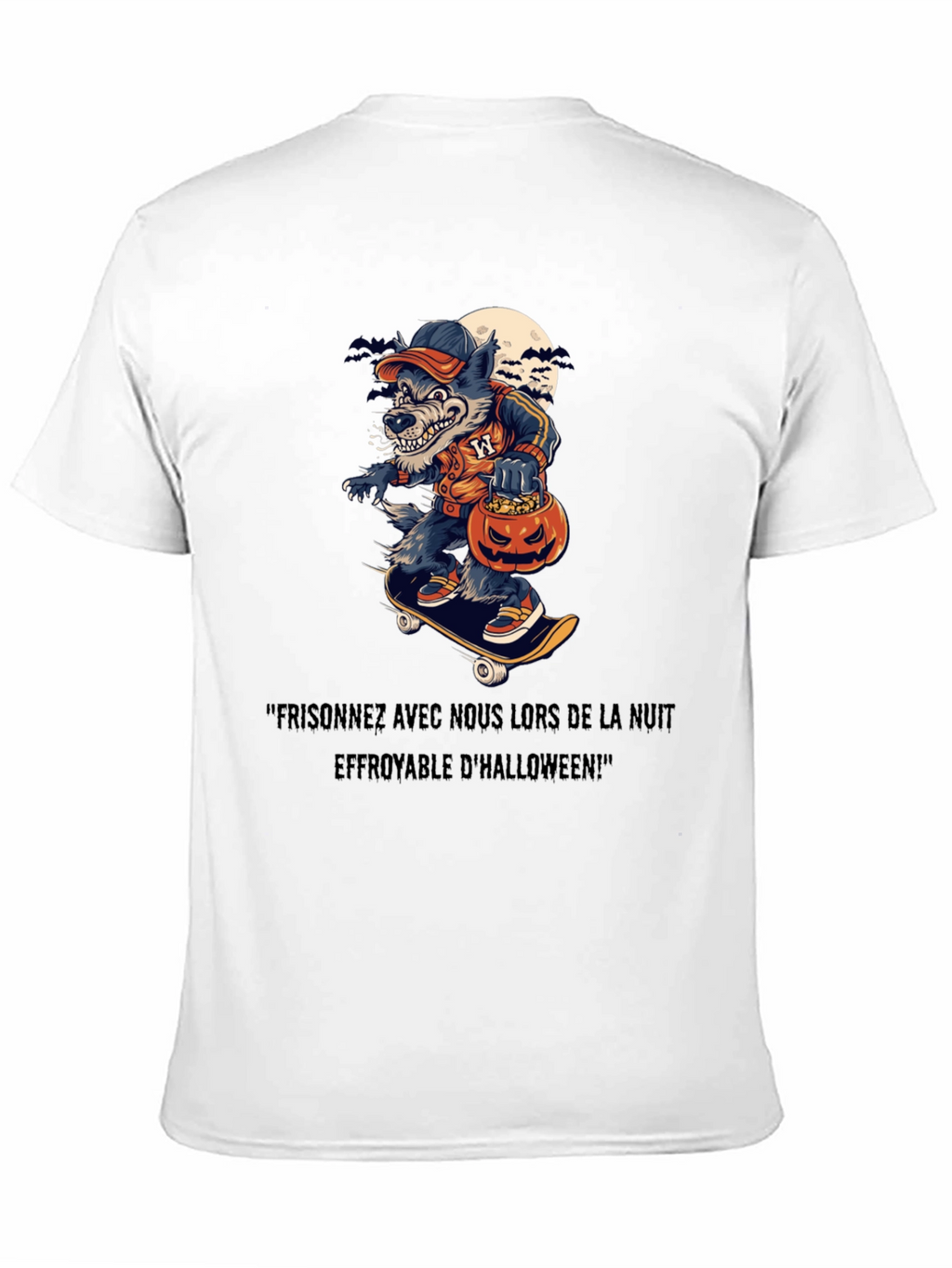 Spooky Halloween Wolf Skateboard T-Shirt