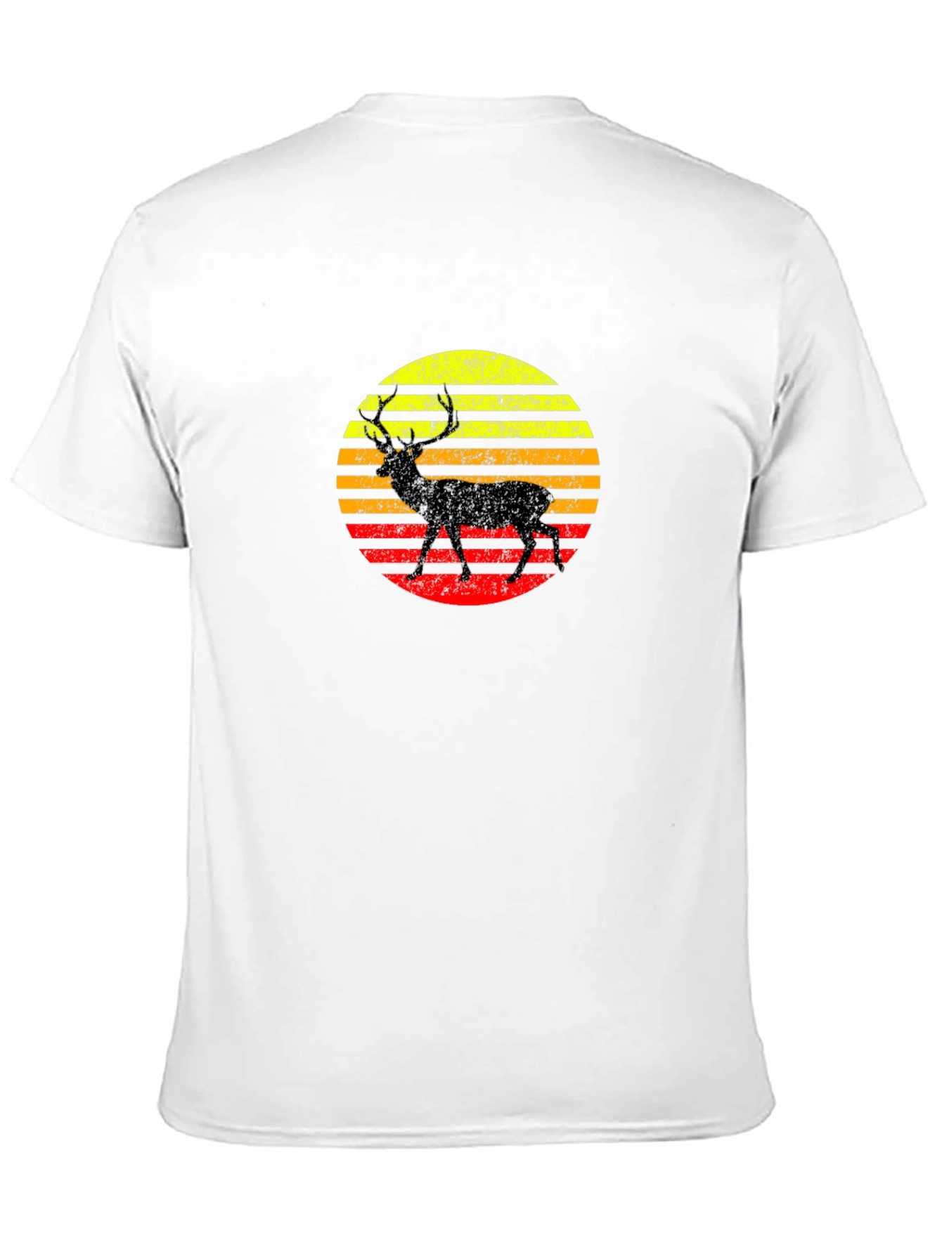 Retro Deer Sunset Black T-Shirt