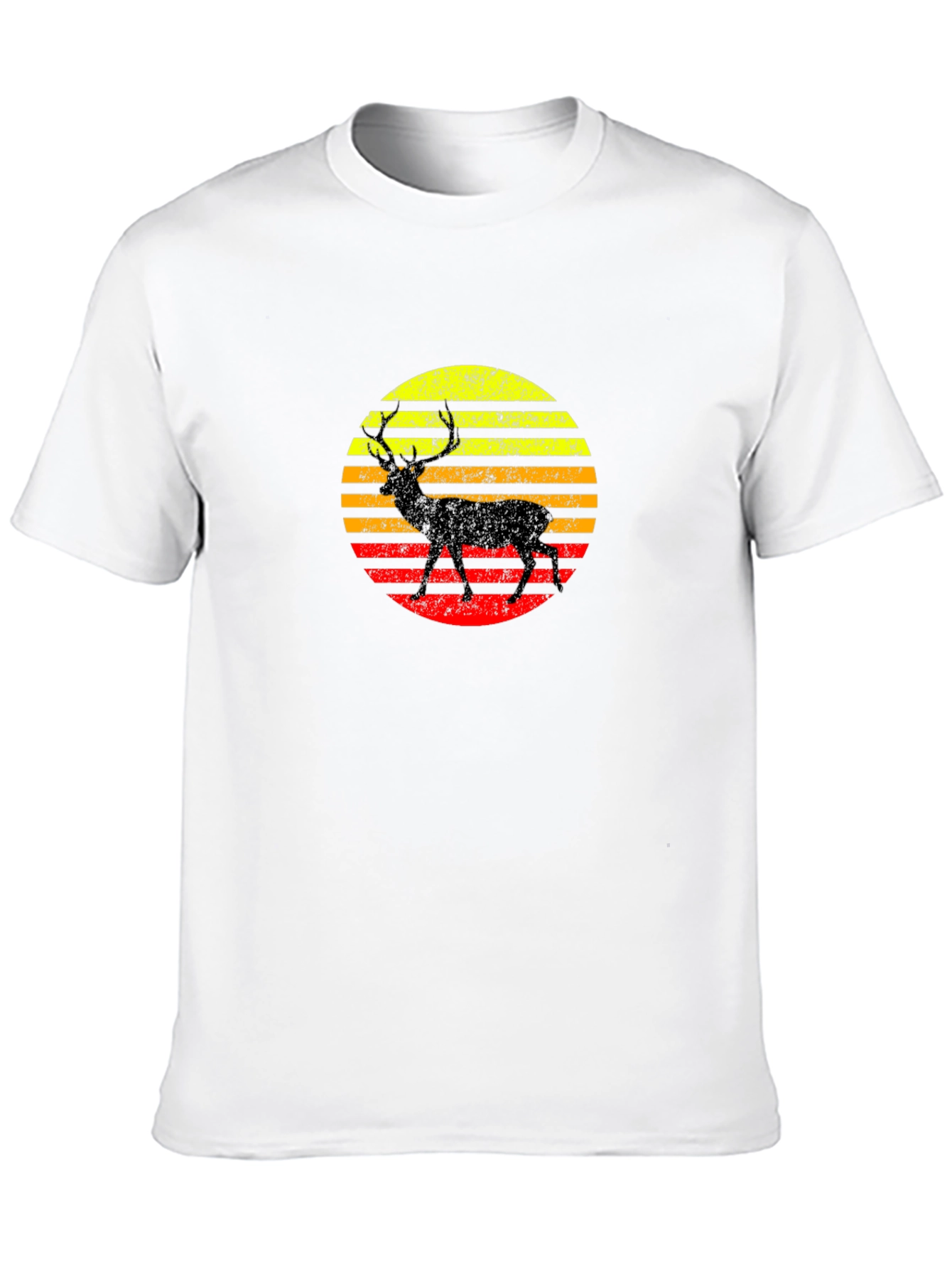 Retro Deer Sunset Black T-Shirt