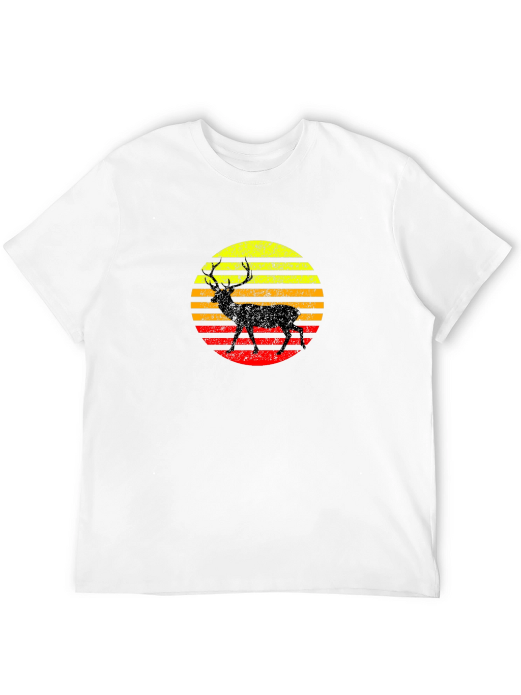 Retro Deer Sunset Black T-Shirt