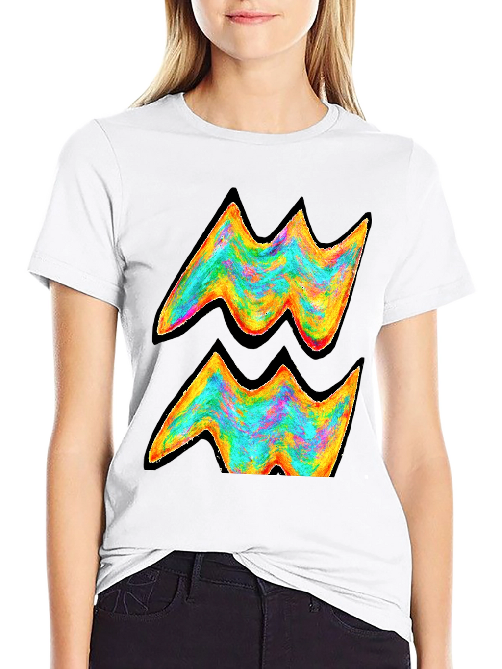 Aquarius Zodiac Rainbow Graphic Tee
