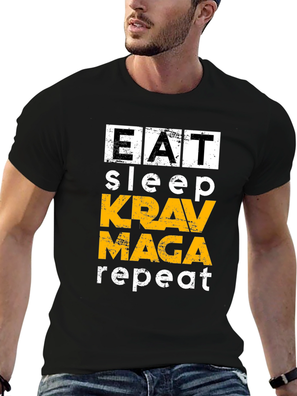 Eat Sleep Krav Maga Repeat Black T-Shirt