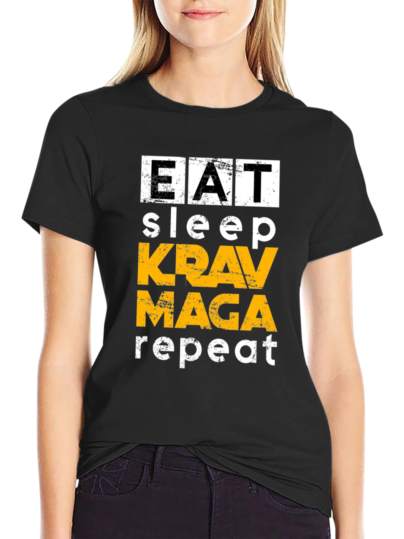 Eat Sleep Krav Maga Repeat Black T-Shirt