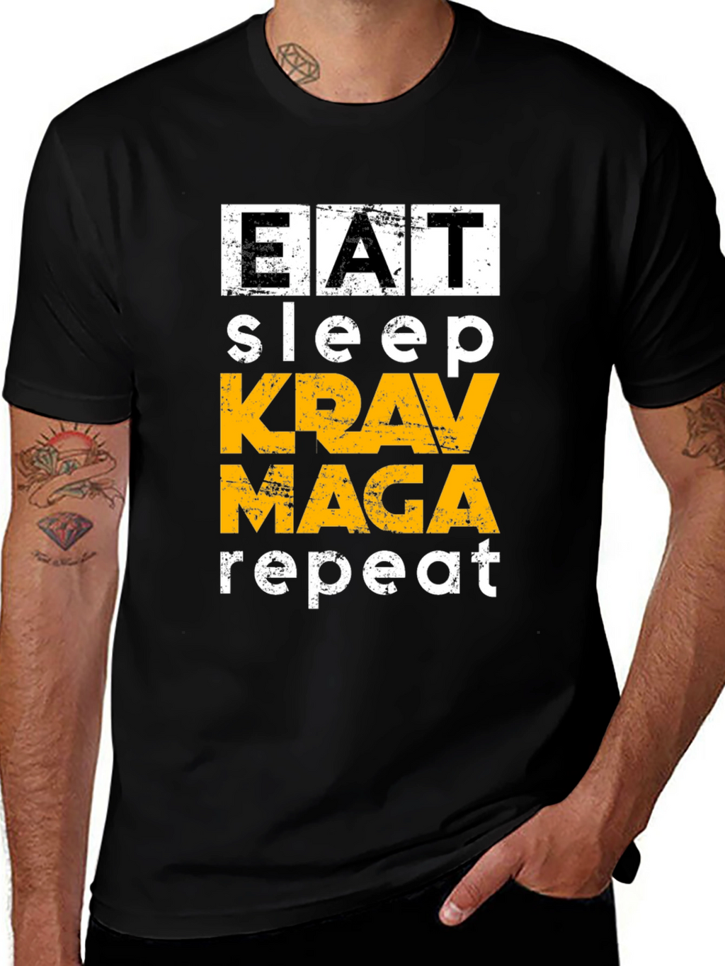 Eat Sleep Krav Maga Repeat Black T-Shirt