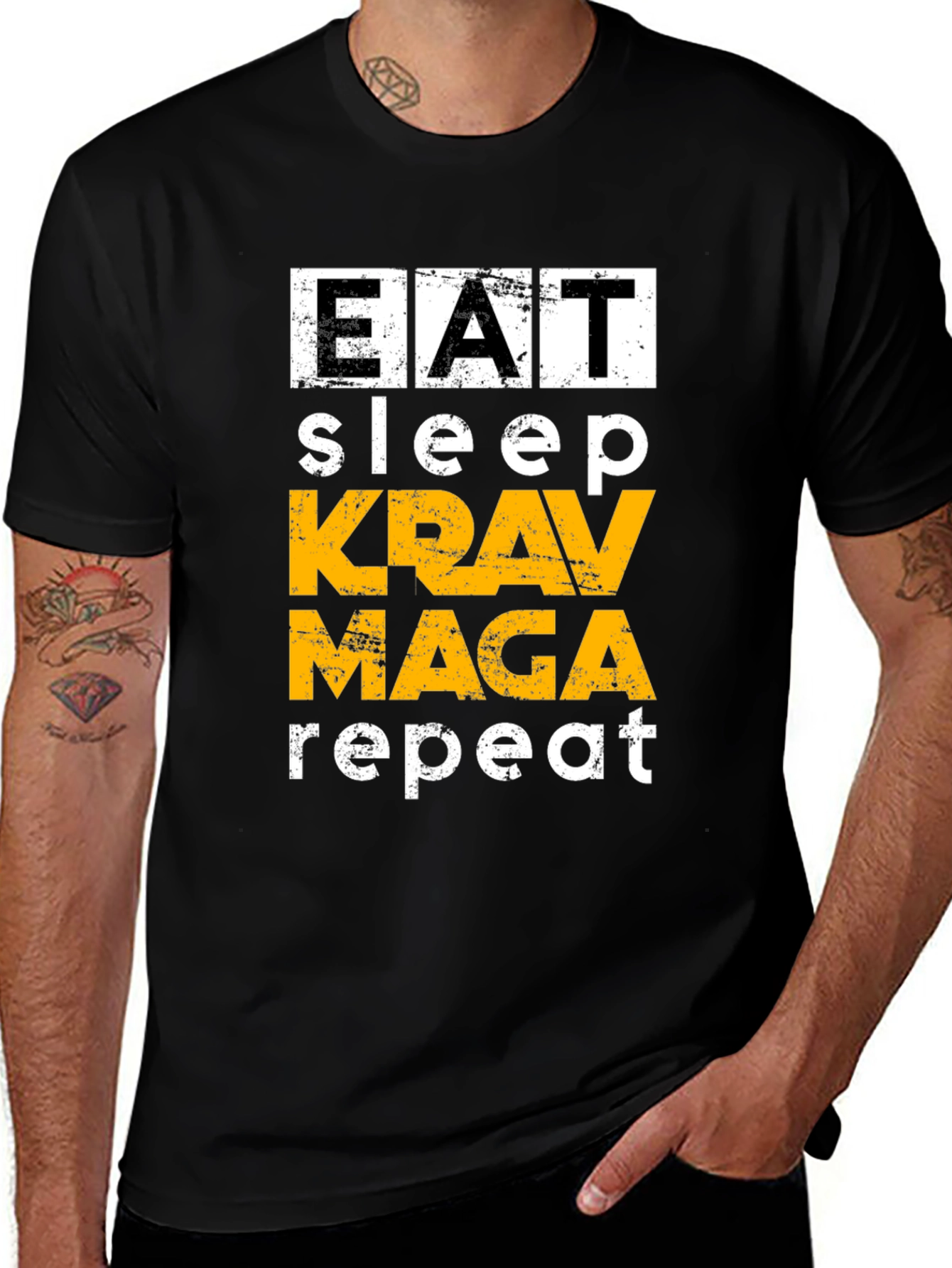 Eat Sleep Krav Maga Repeat Black T-Shirt