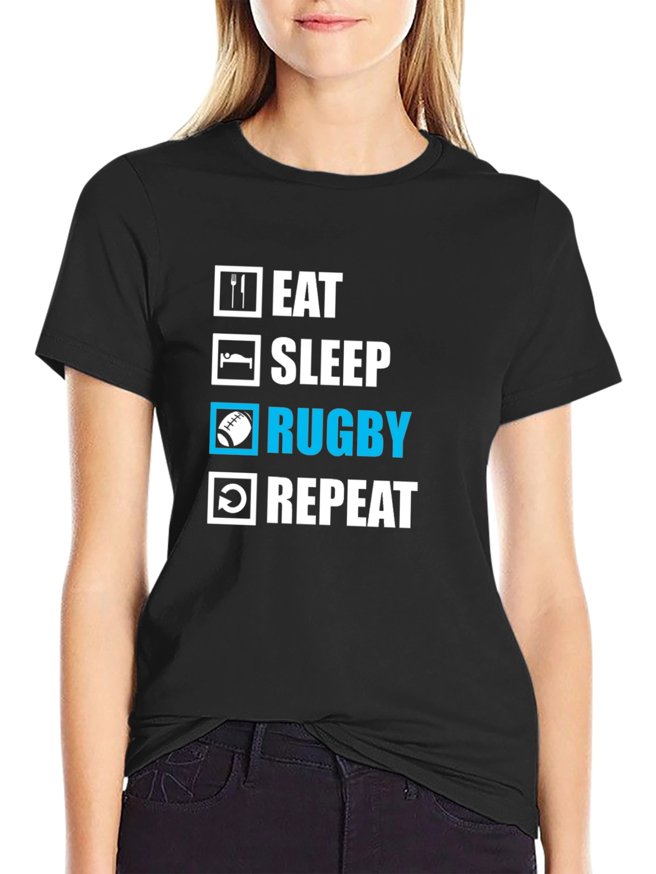 Eat Sleep Rugby Repeat Graphic Tee