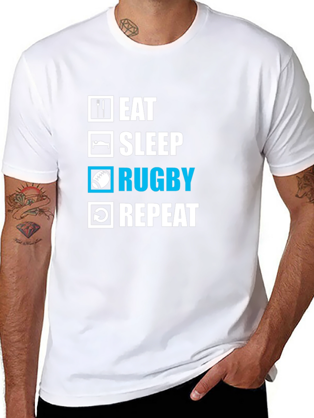 Eat Sleep Rugby Repeat Graphic Tee
