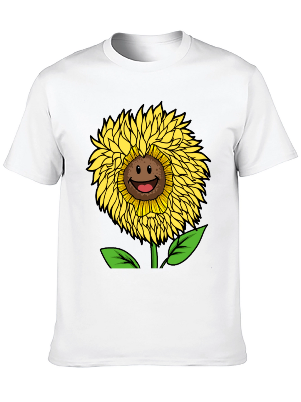 Smiling Sunflower Graphic Tee - Black Cotton Blend