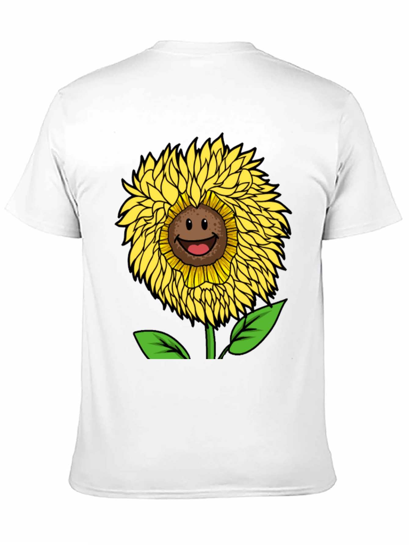 Smiling Sunflower Graphic Tee - Black Cotton Blend