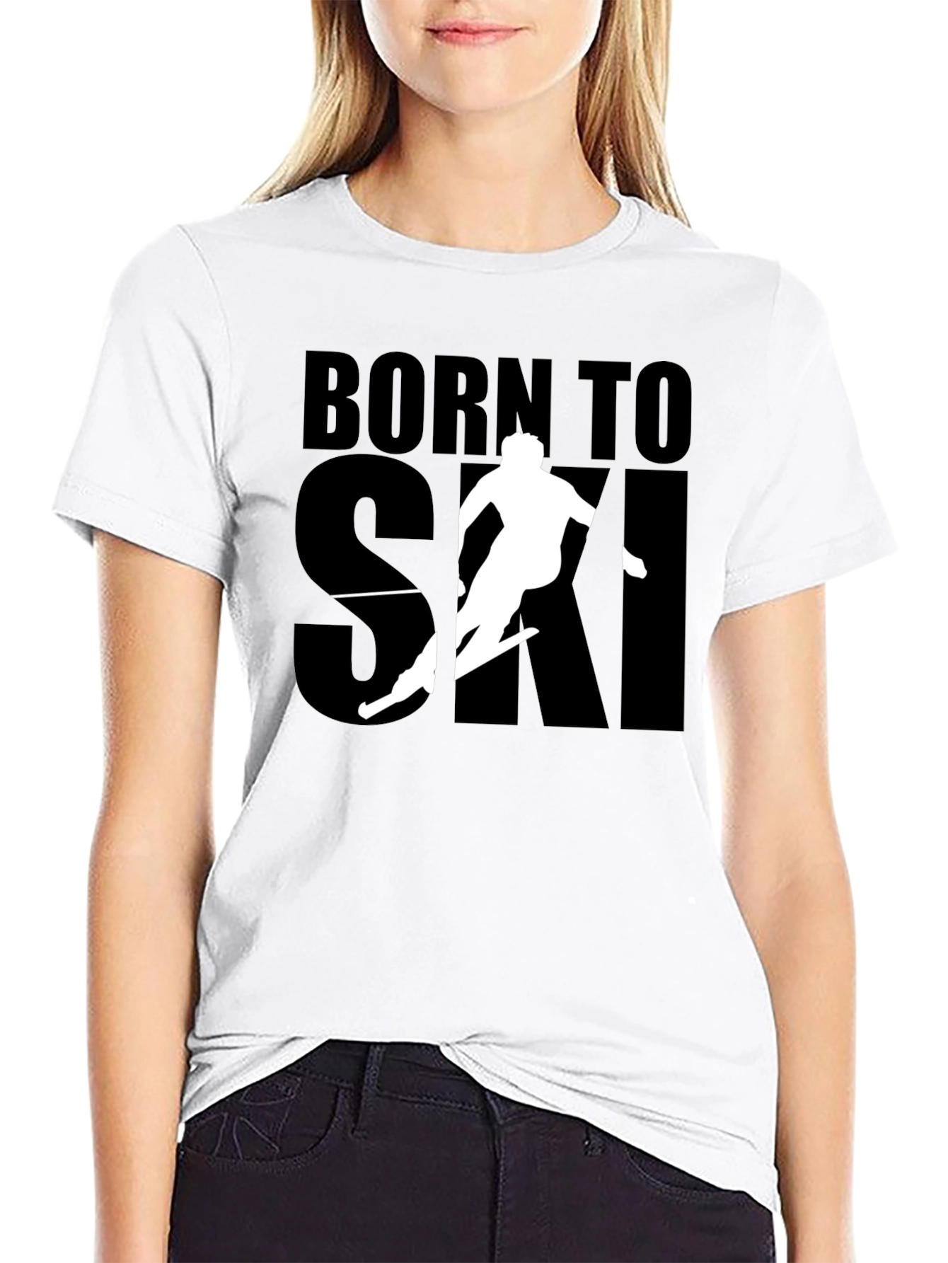 Born to Ski Black Graphic Tee Shirt