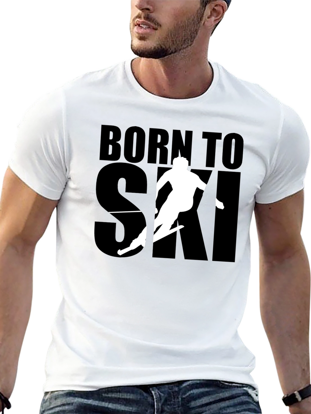 Born to Ski Black Graphic Tee Shirt