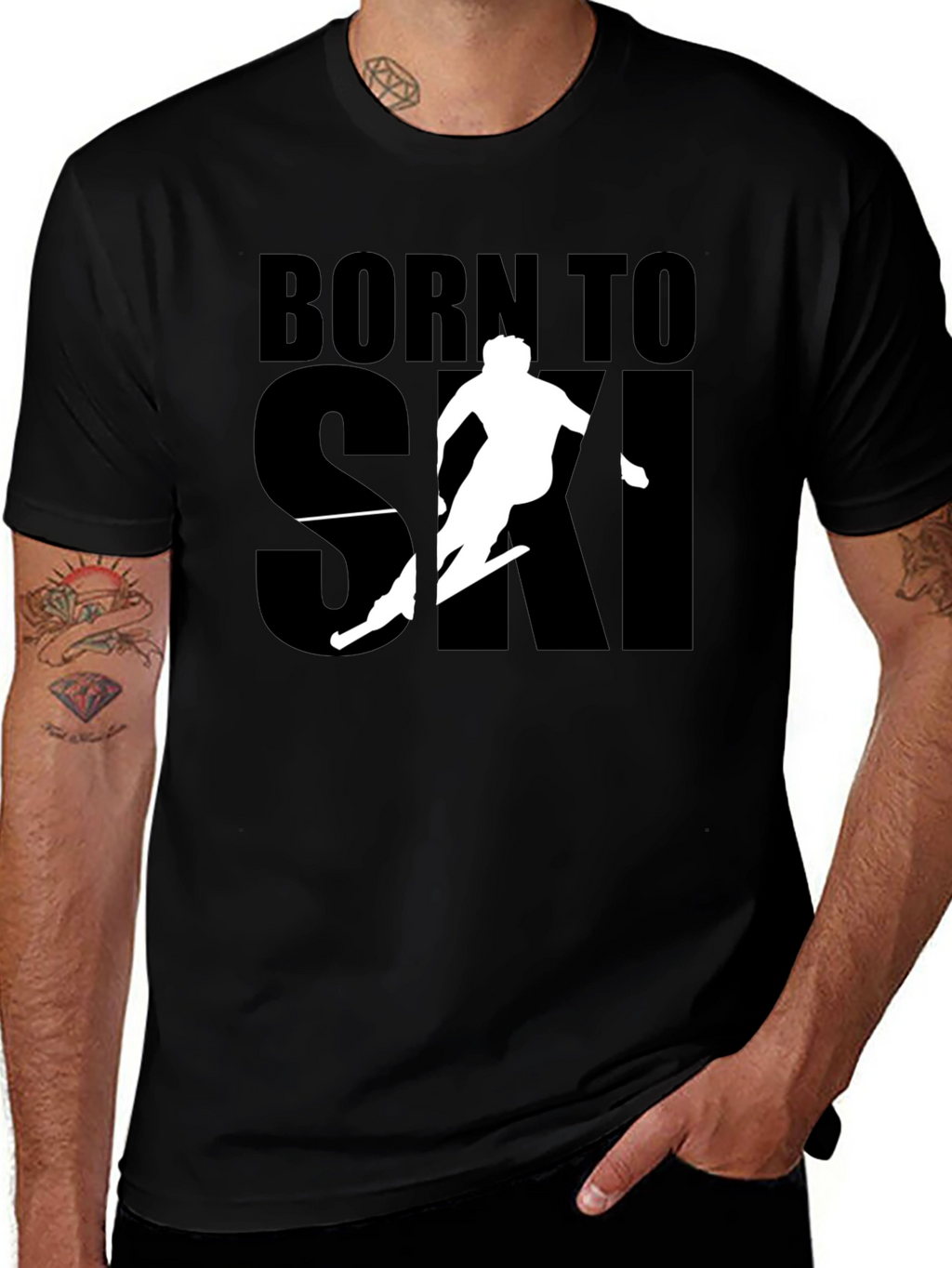 Born to Ski Black Graphic Tee Shirt