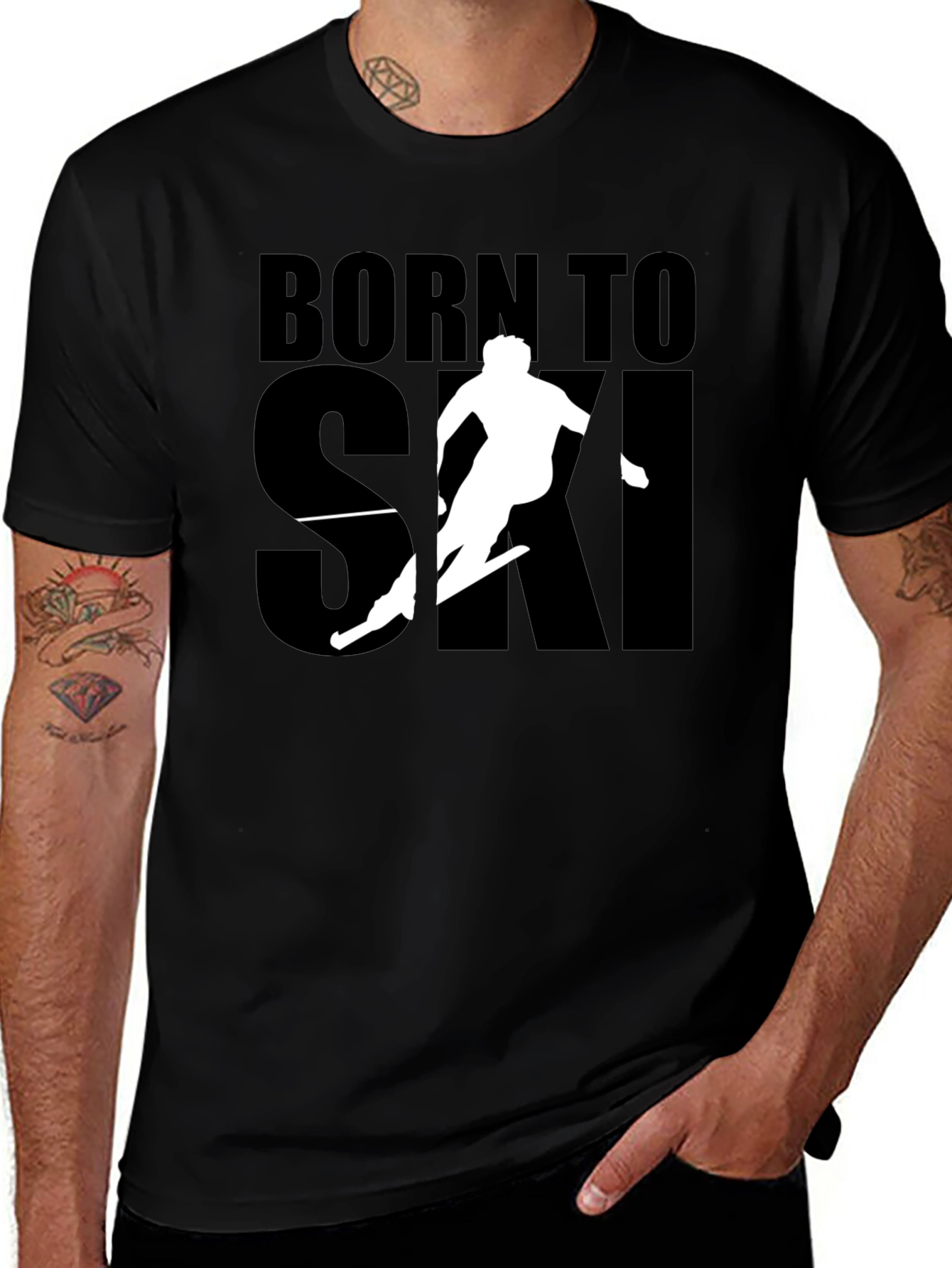 Born to Ski Black Graphic Tee Shirt
