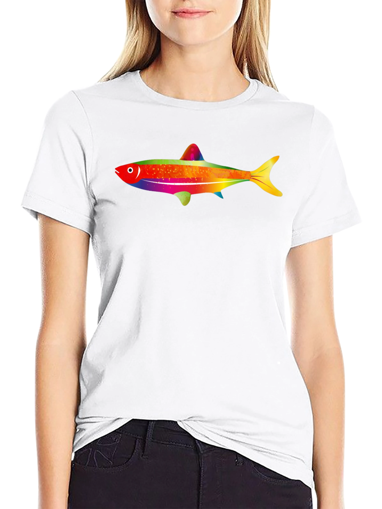 Rainbow Fish Graphic Tee - Mens Black T-Shirt