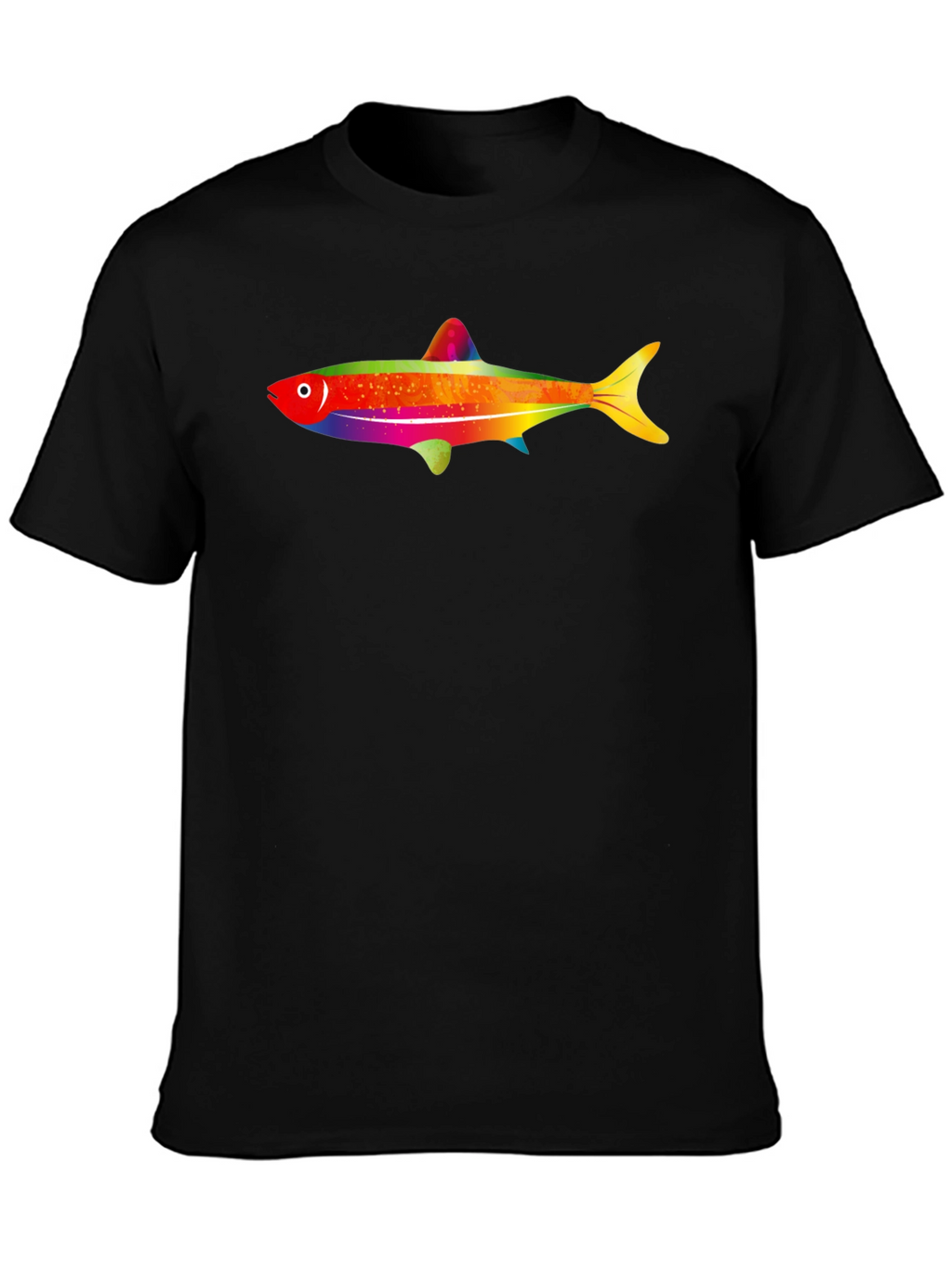 Rainbow Fish Graphic Tee - Mens Black T-Shirt