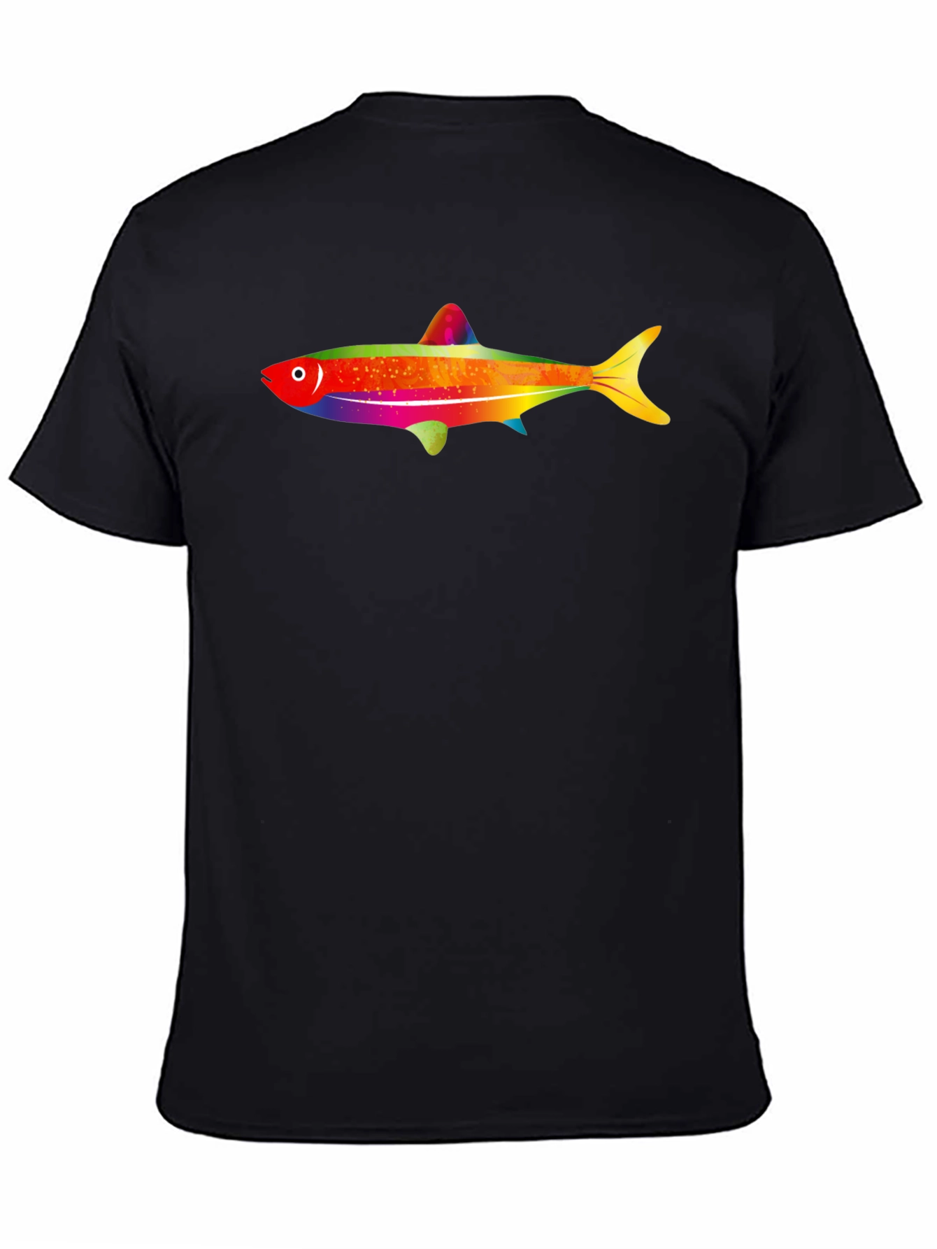 Rainbow Fish Graphic Tee - Mens Black T-Shirt