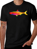 Rainbow Fish Graphic Tee - Mens Black T-Shirt