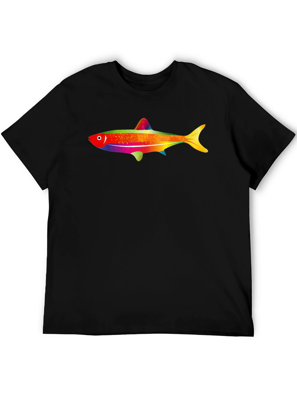 Rainbow Fish Graphic Tee - Mens Black T-Shirt