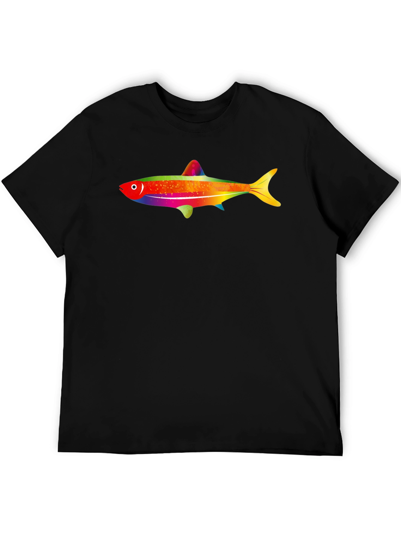 Rainbow Fish Graphic Tee - Mens Black T-Shirt