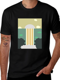 Abstract Waterfall Graphic Tee - Stylish Mens Black T-Shirt