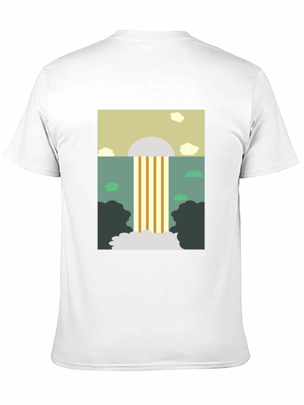 Abstract Waterfall Graphic Tee - Stylish Mens Black T-Shirt