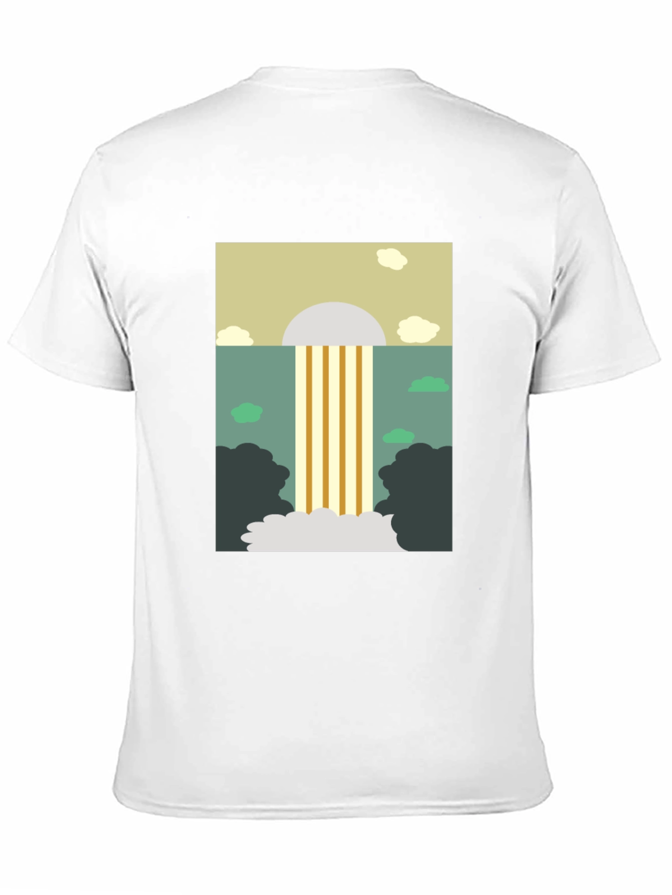 Abstract Waterfall Graphic Tee - Stylish Mens Black T-Shirt