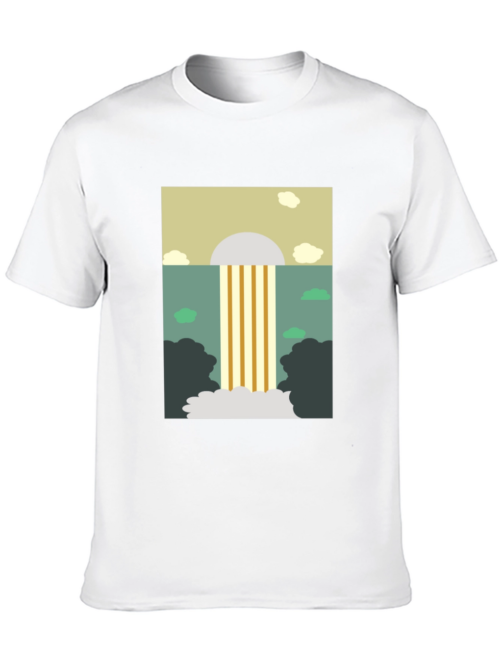 Abstract Waterfall Graphic Tee - Stylish Mens Black T-Shirt