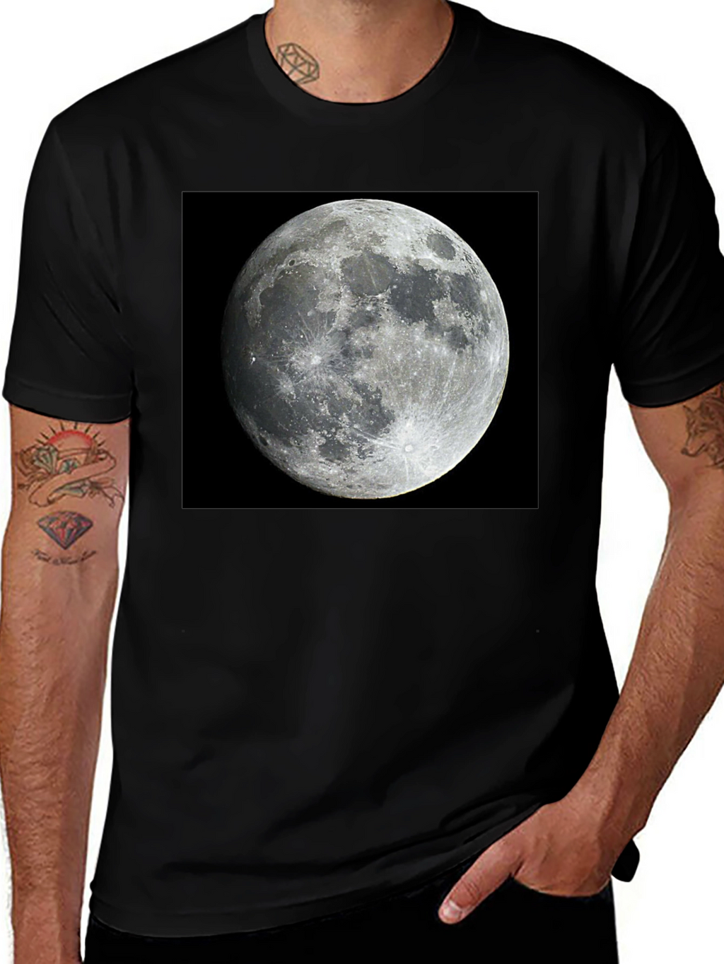 Lunar Phase Black Tee - Celestial Style