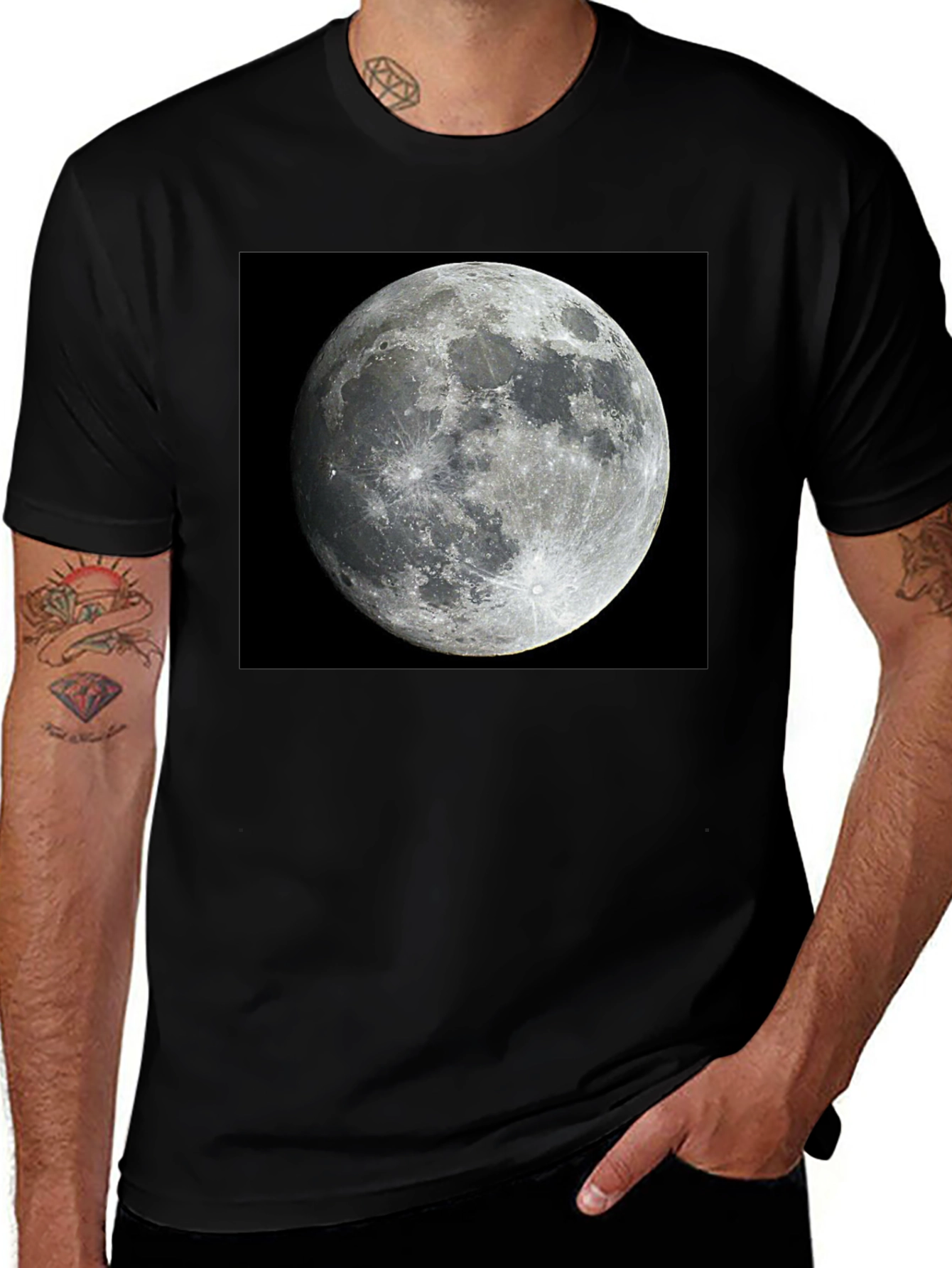 Lunar Phase Black Tee - Celestial Style