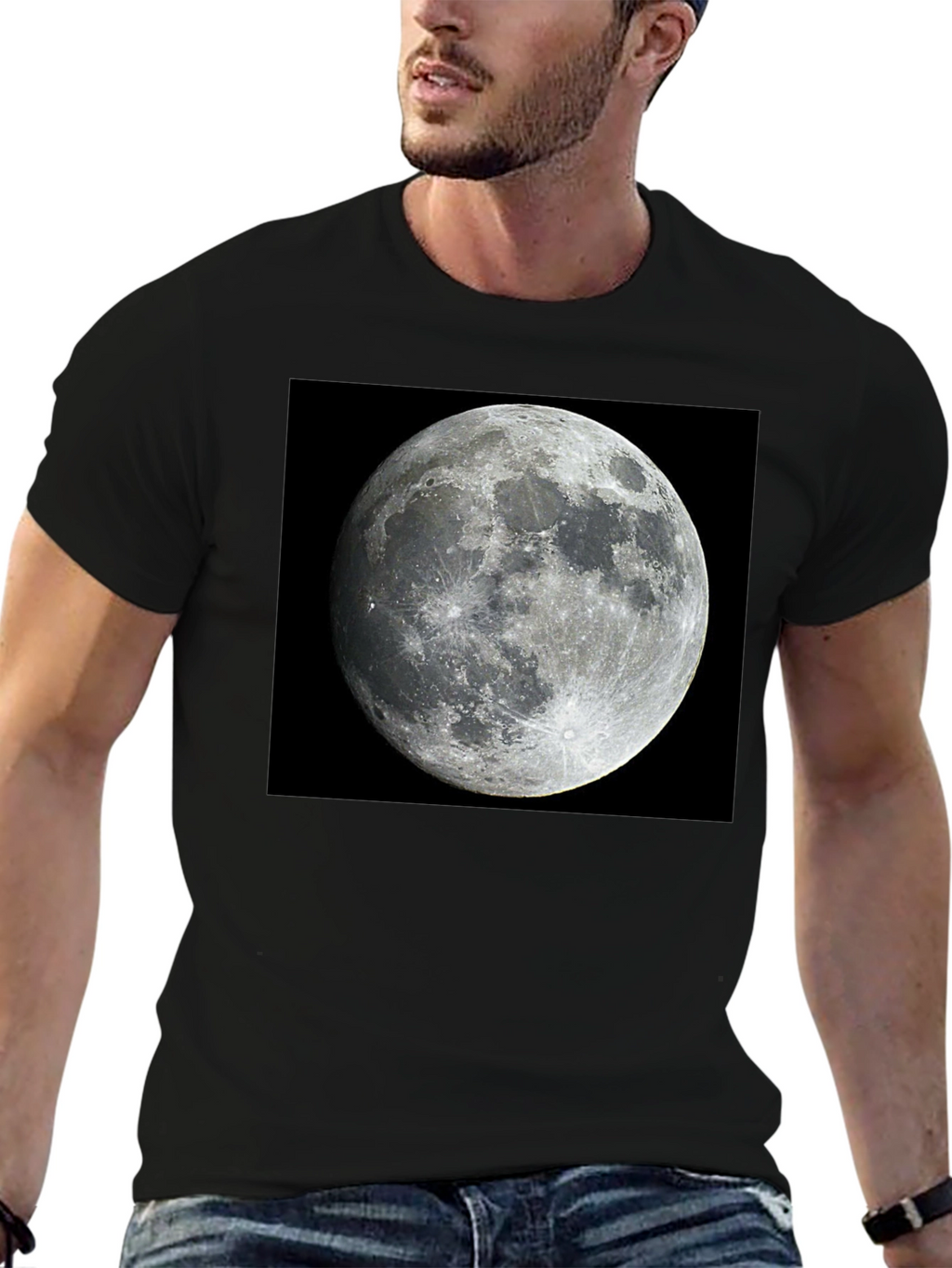 Lunar Phase Black Tee - Celestial Style