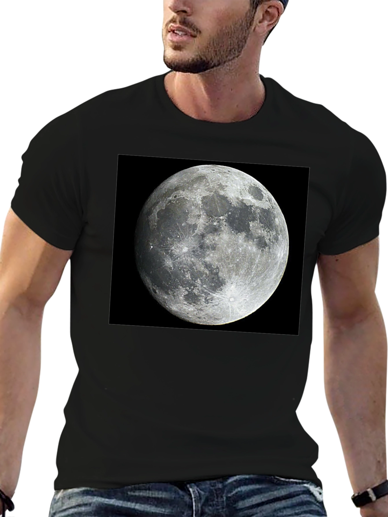 Lunar Phase Black Tee - Celestial Style