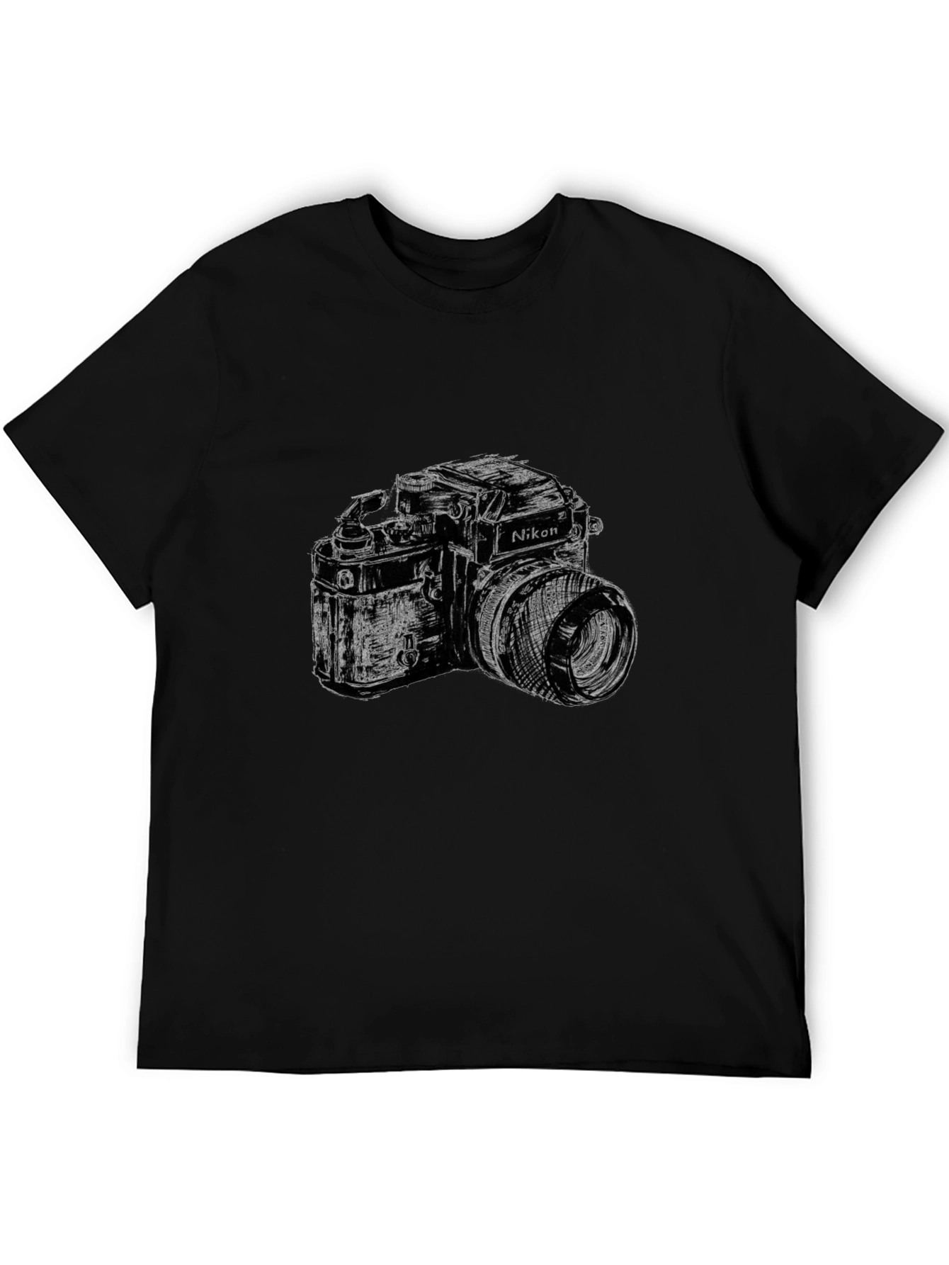 Vintage Camera Graphic Tee - Black