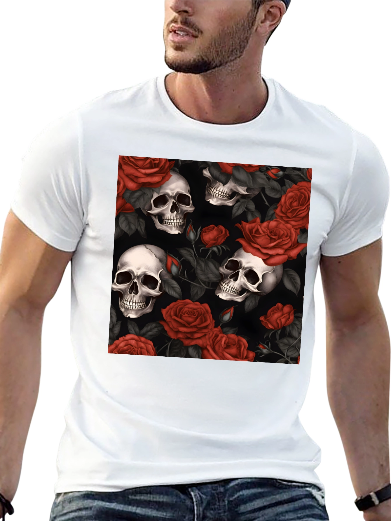 Skull & Roses Graphic T-Shirt