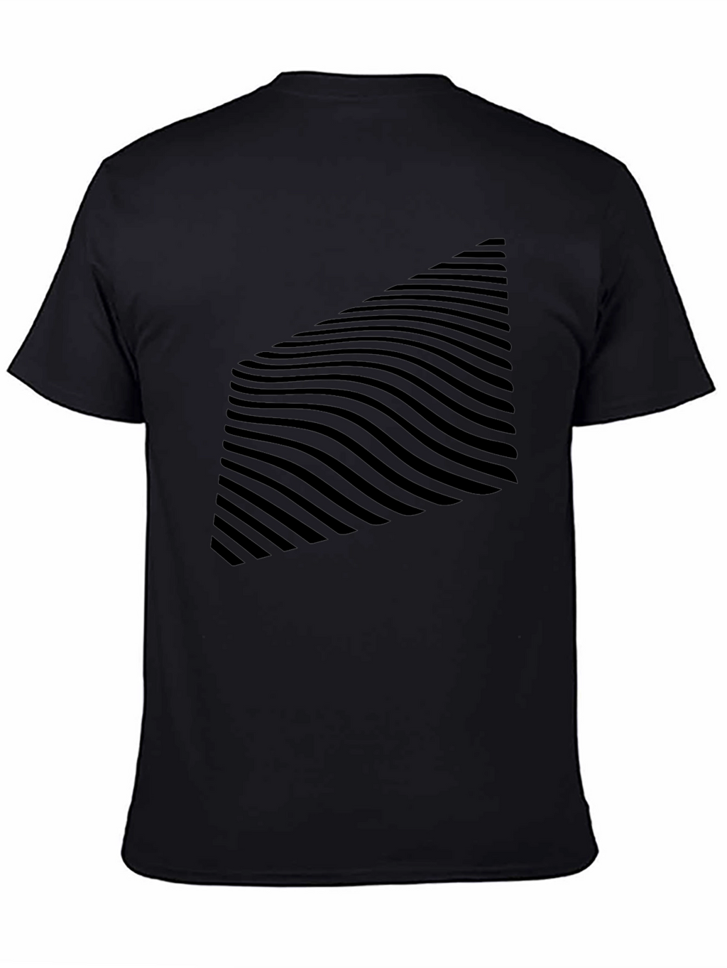 Abstract Wave Pattern Black T-Shirt