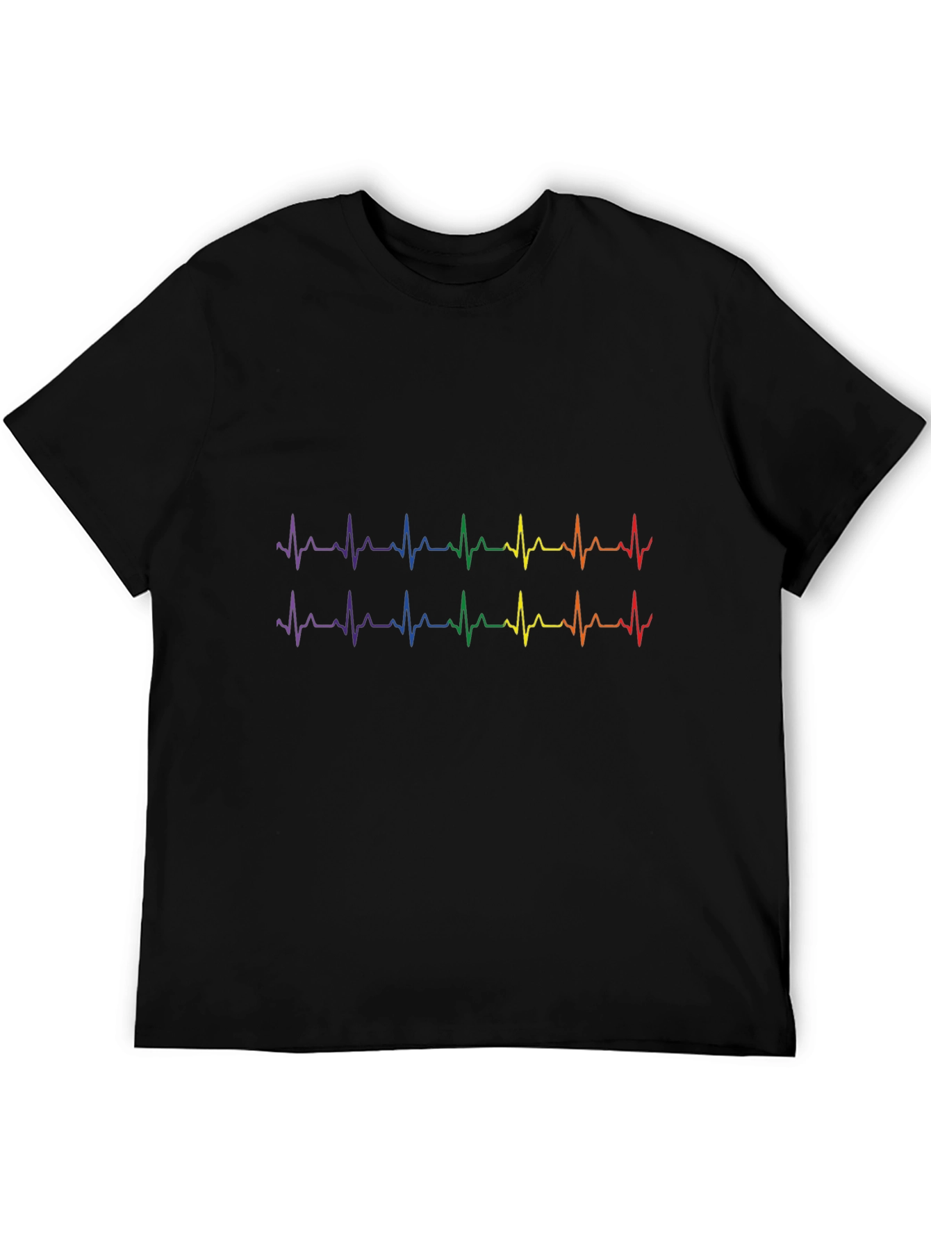 Rainbow Heartbeat T-Shirt - Black