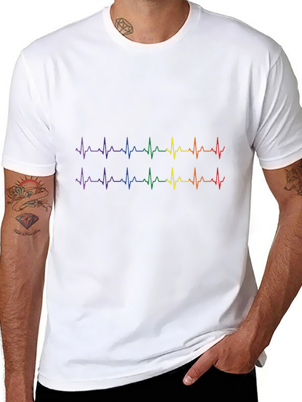 Rainbow Heartbeat T-Shirt - Black