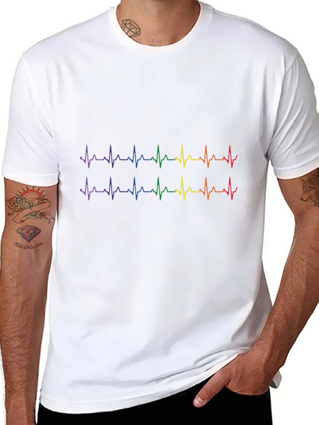 Rainbow Heartbeat T-Shirt - Black