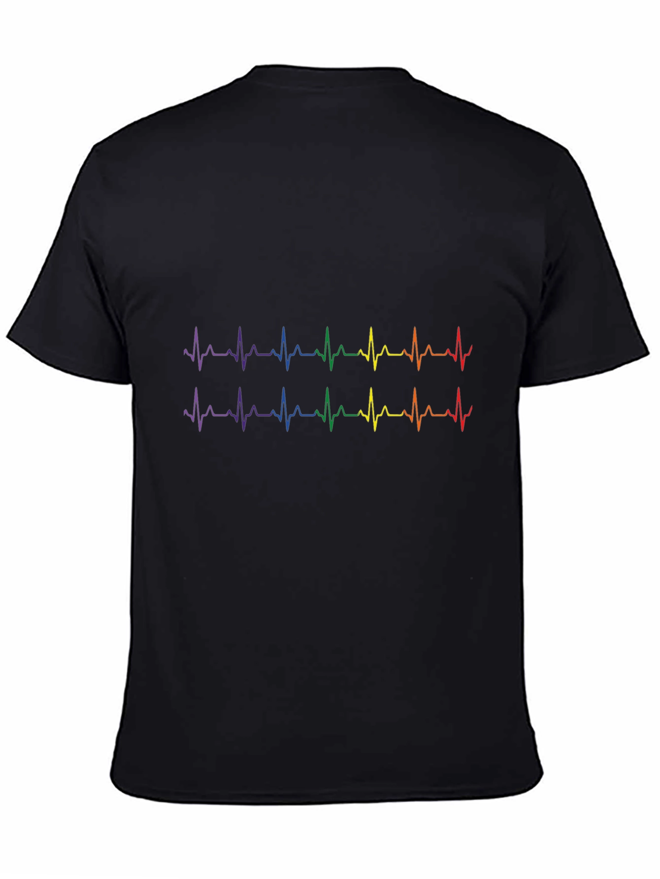 Rainbow Heartbeat T-Shirt - Black