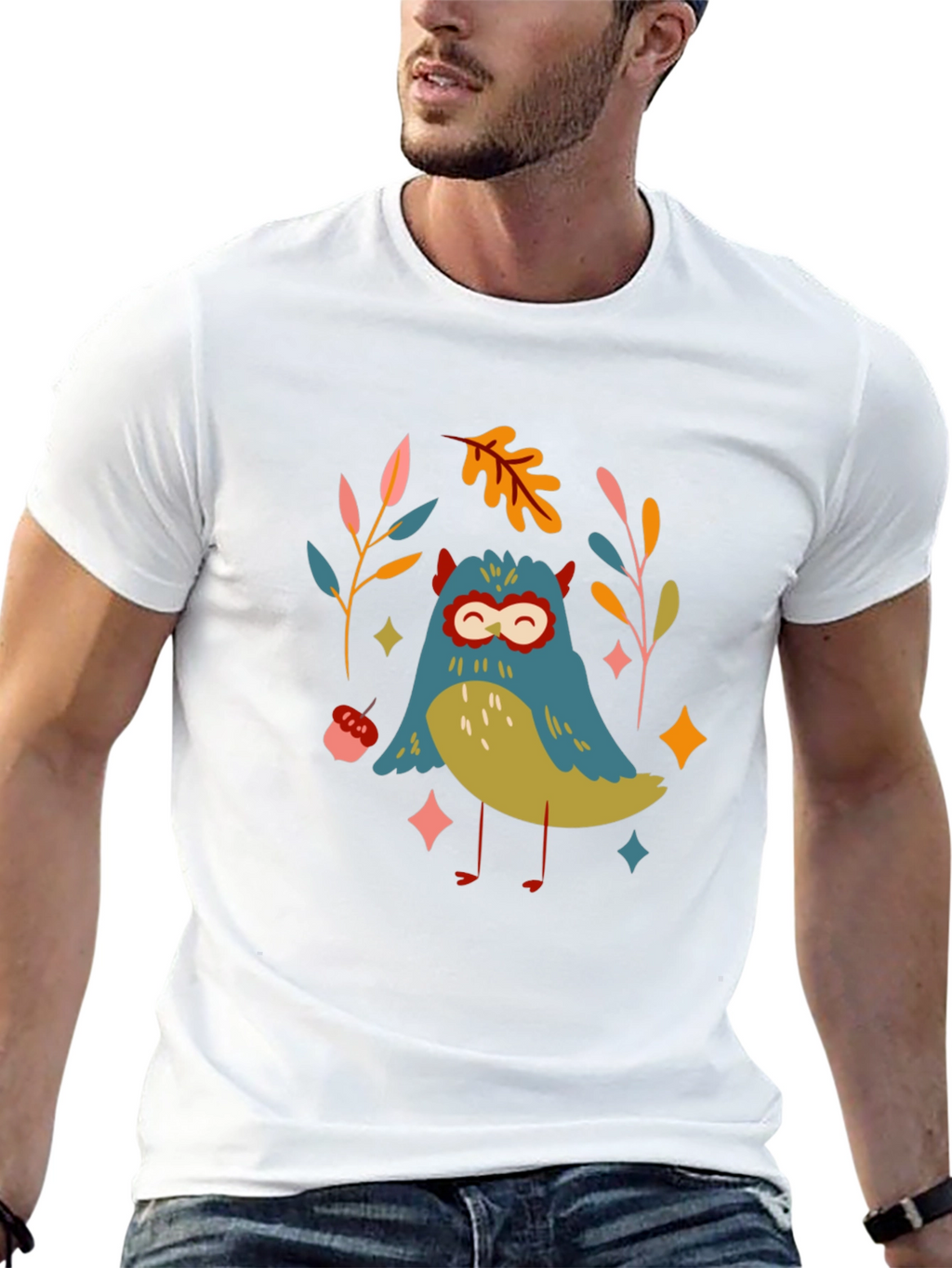 Whimsical Owl Graphic Tee - Black Unisex T-Shirt