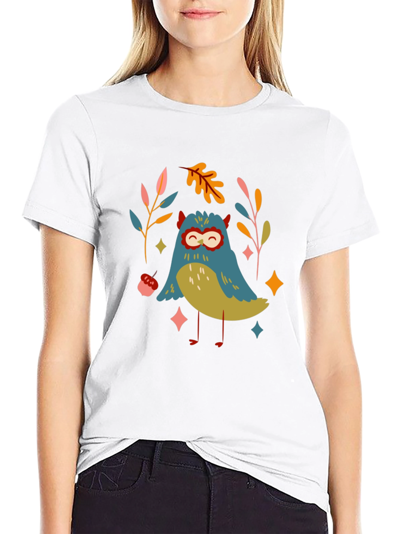 Whimsical Owl Graphic Tee - Black Unisex T-Shirt