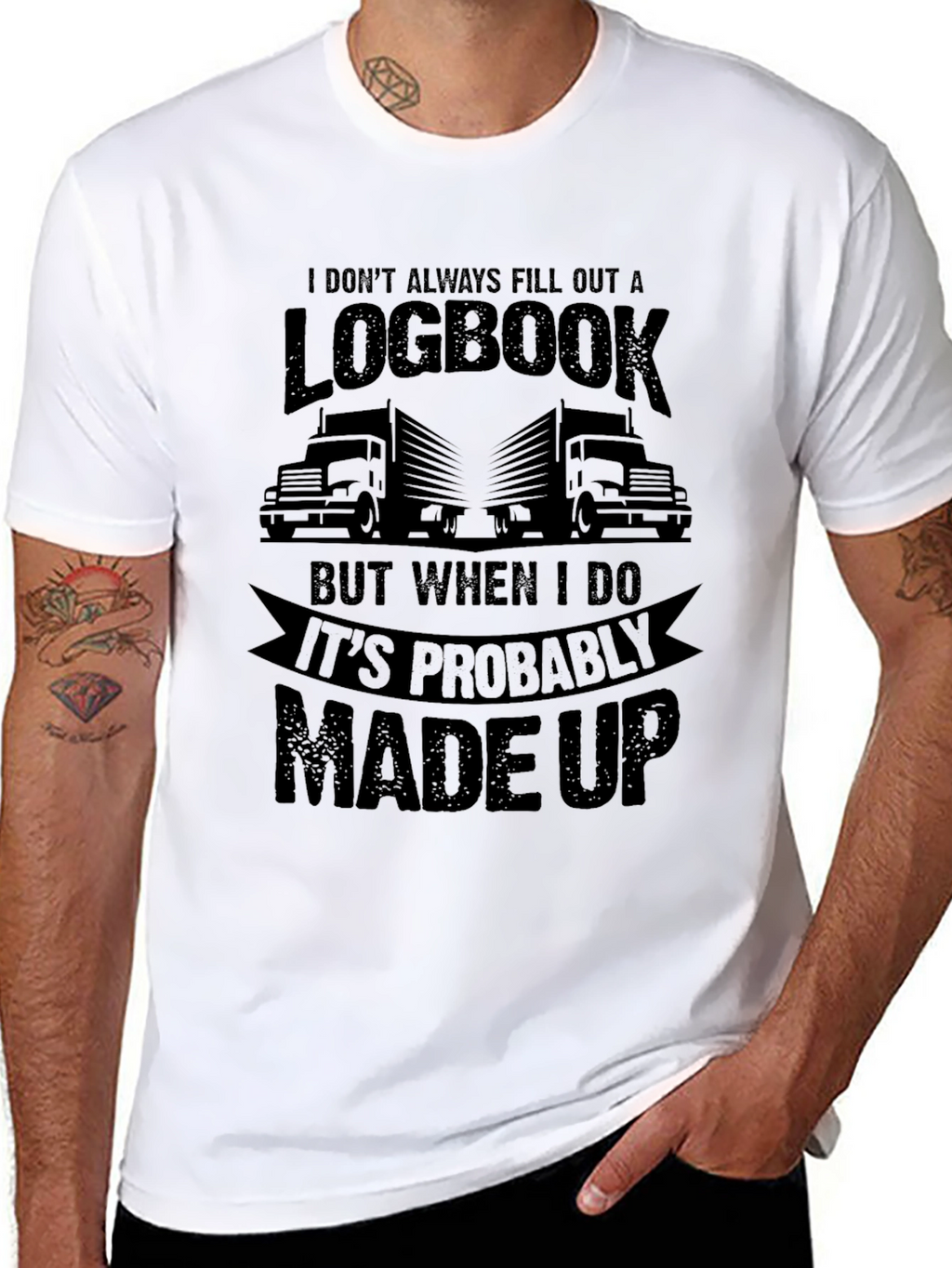 Funny Trucker T-Shirt - Logbook Design