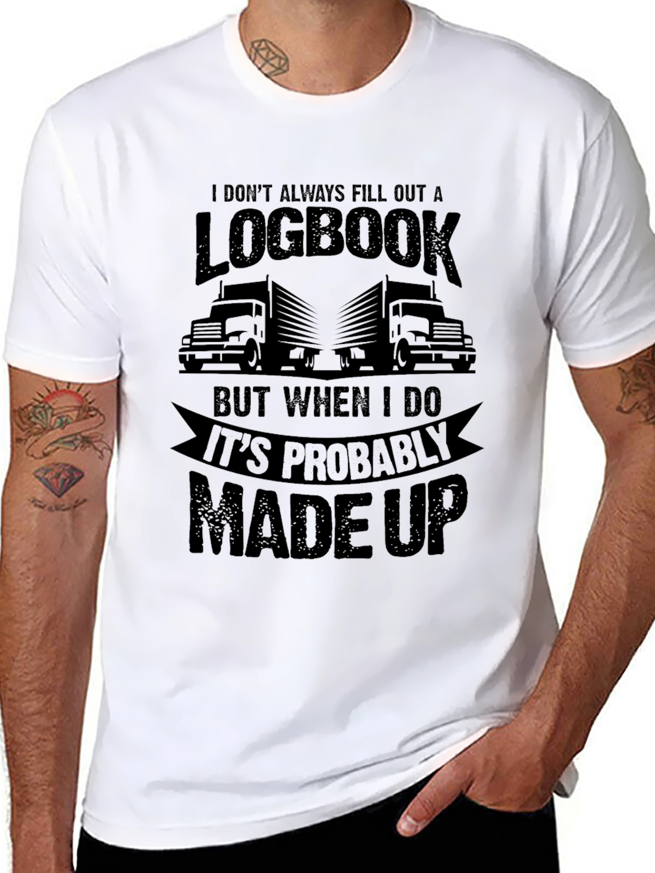 Funny Trucker T-Shirt - Logbook Design