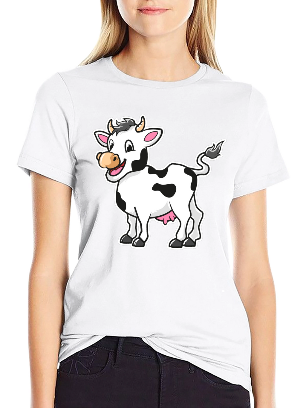 Cow Graphic Print Black T-Shirt