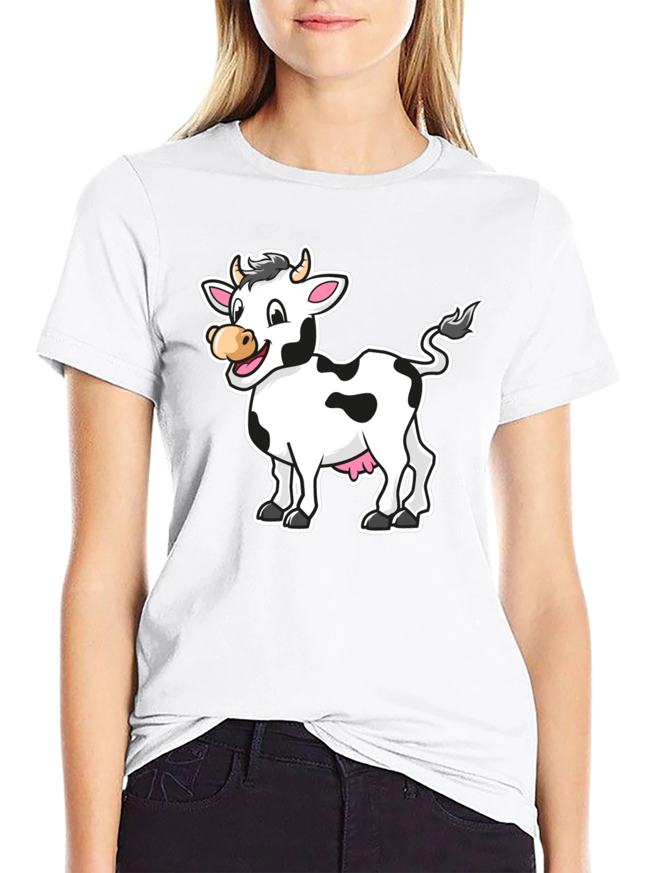 Cow Graphic Print Black T-Shirt