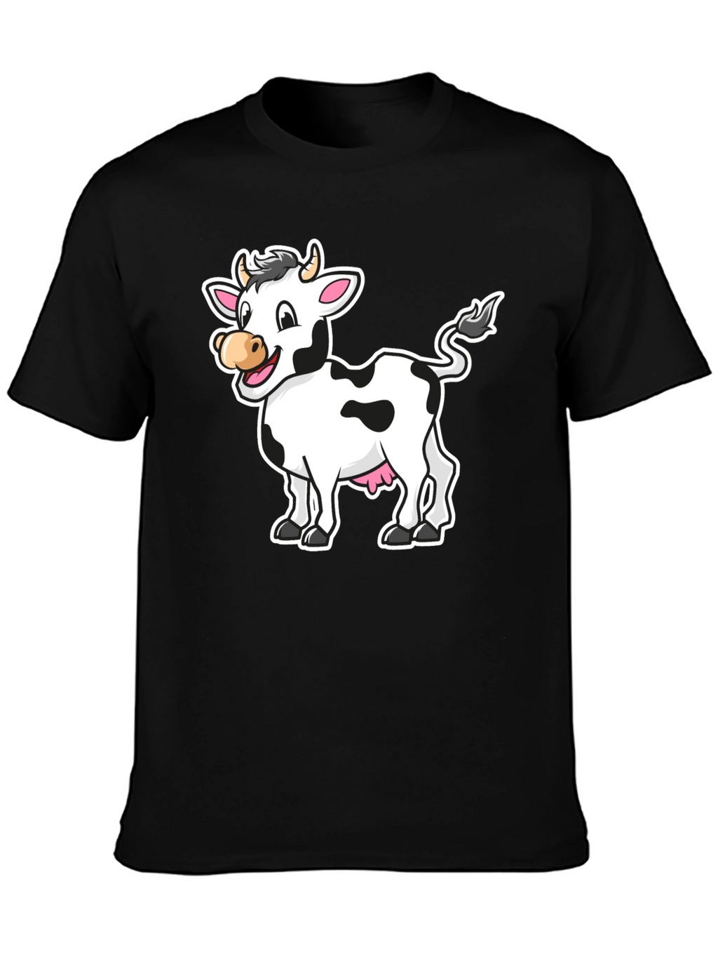 Cow Graphic Print Black T-Shirt
