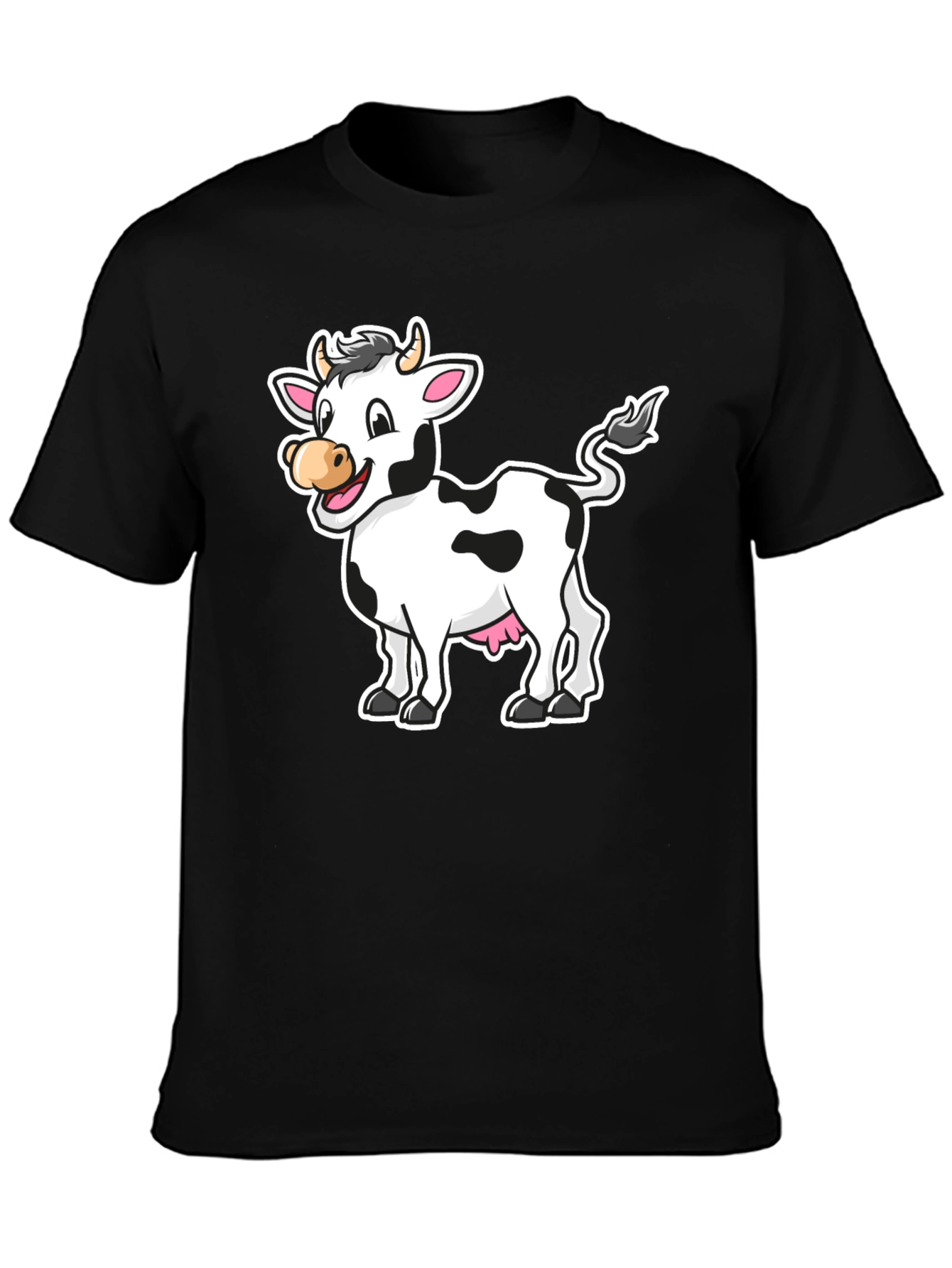 Cow Graphic Print Black T-Shirt