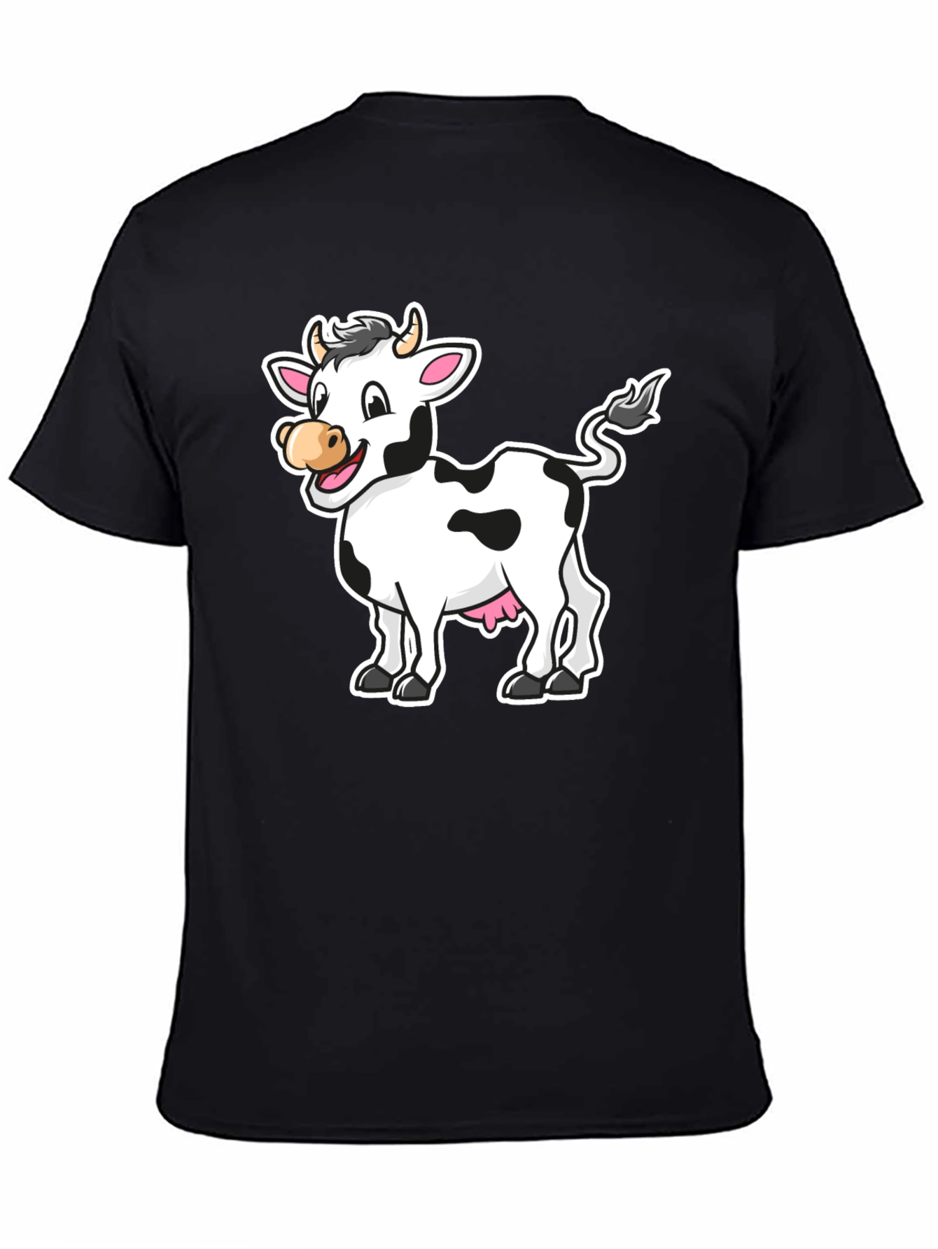 Cow Graphic Print Black T-Shirt